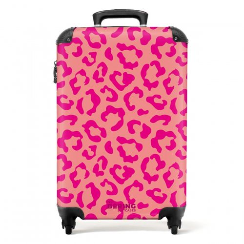 Dierenprints - Panterprint koffer in roze en koraalroze