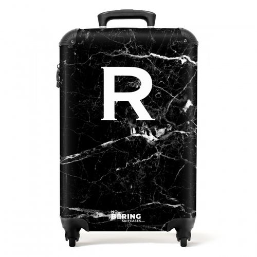 Marmer print - Letter R - Zwart
