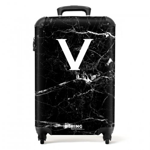 Marmer print - Zwart - Letter V