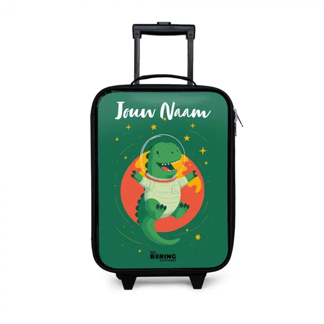 Kinderkoffer met naam - Dino - Planeet - Sterren - Groen