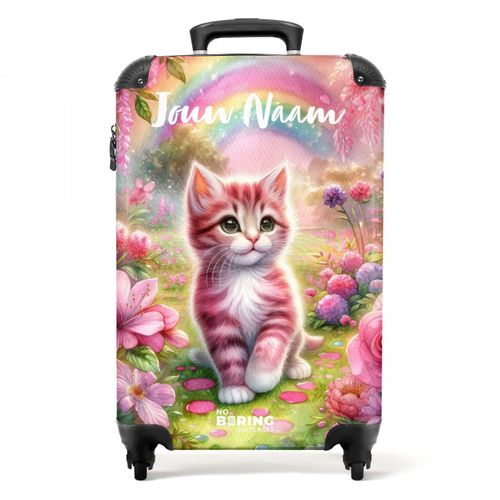 Koffer met naam – Roze regenboogkatje