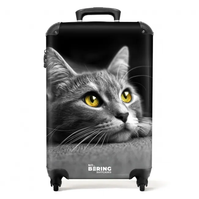 Koffer - Zwart witte kat met gele ogen