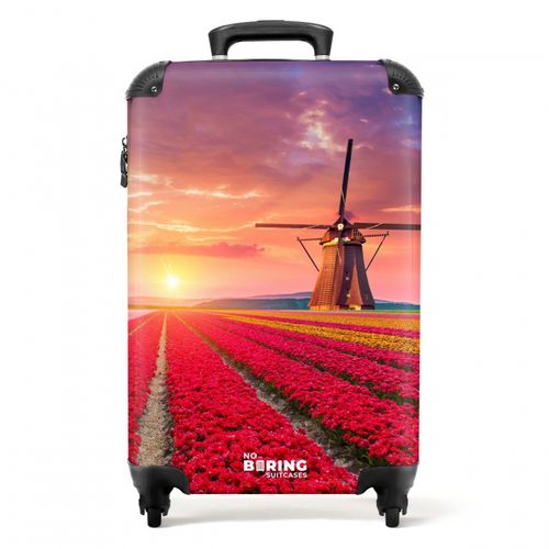 Bloemenveld met een molen