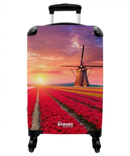 Bloemenveld met een molen