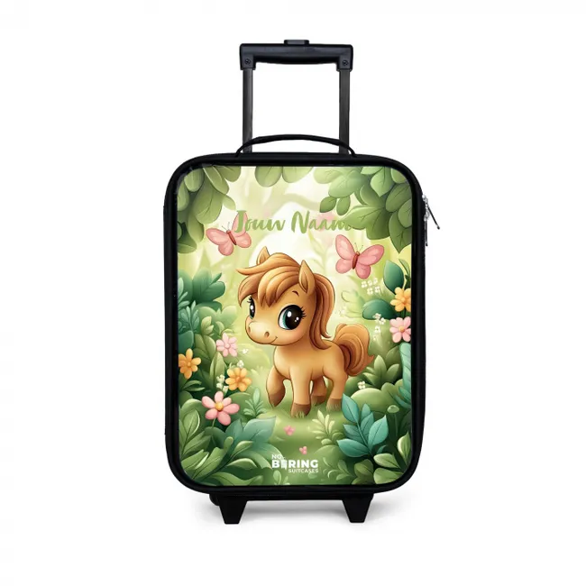 Kinderkoffer met naam - Paard - Bloemen - Vlinders