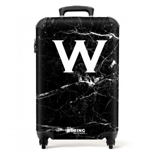 Marmer print - Zwart - Letter W