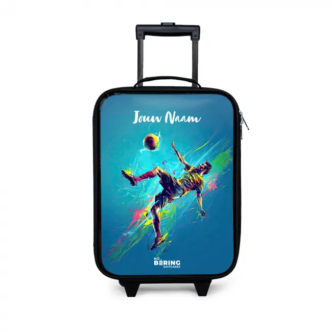 Kinderkoffer met naam - Neon - Voetbal - Schop - Kleurrijk