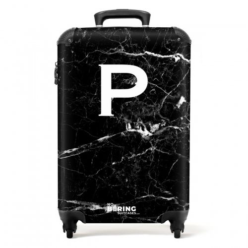 Marmer print - Letter P - Zwart