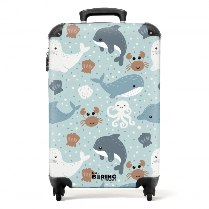 Zee dieren patroon kleurrijk NBS - Handbagage koffer - Kinderen Unisex middel -productfoto_recht