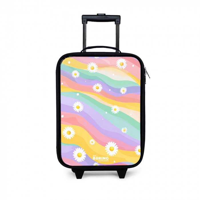 Madeliefjes op regenboogachtergrond Kinderkoffer - Zwart klein -3d