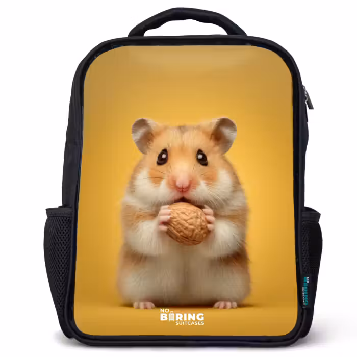 Kinderrugzak - Zwart - Hamster - Walnoot - Dier