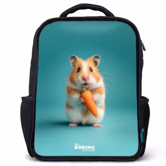 Kinderrugzak - Zwart - Hamster - Wortel - Dier