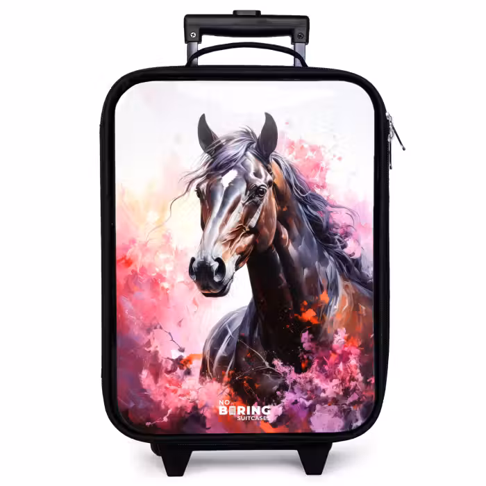 Kinderkoffer - Aquarel paard in kleurexplosie