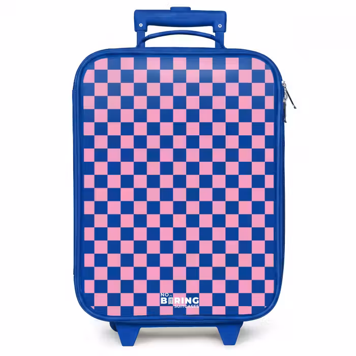Kinderkoffer - Blauw - Blokjes - Blauw - Roze