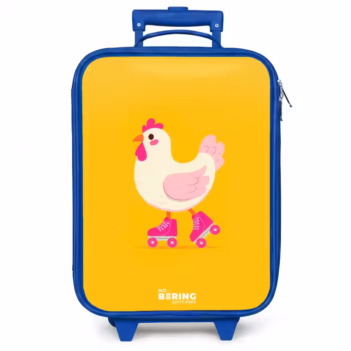 Kinderkoffer - Blauw - Kip - Rolschaatsen - Geel
