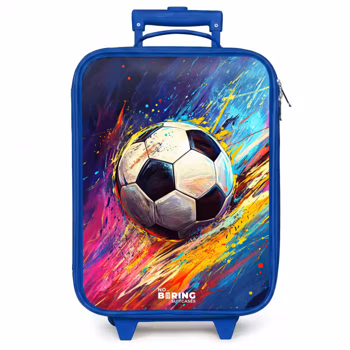 Kinderkoffer - Blauw - Neon - Voetbal - Kleurrijk