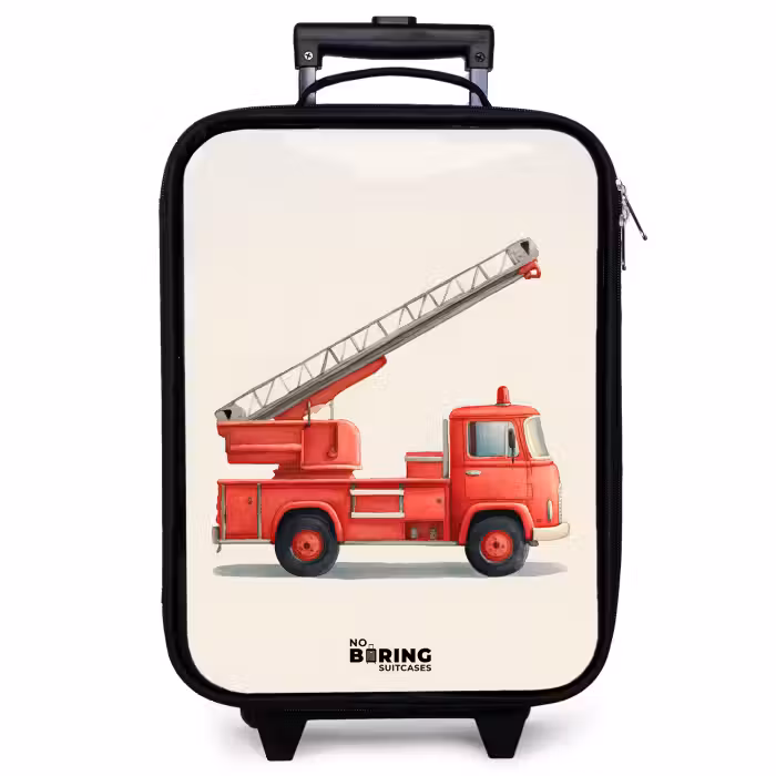 Kinderkoffer - Brandweerwagen - Getekend - Rood