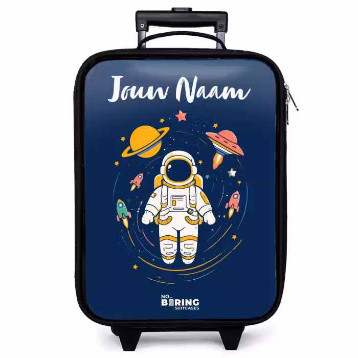 Kinderkoffer met naam - Zwart - Astronaut - Planeet - Sterren - Raket