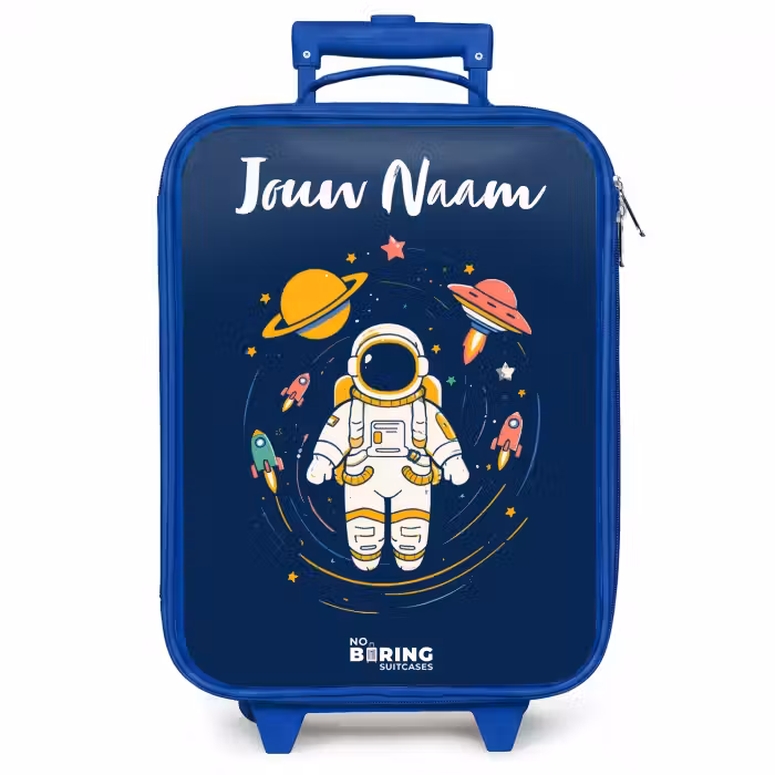 Kinderkoffer met naam - Blauw - Astronaut - Planeet - Sterren - Raket