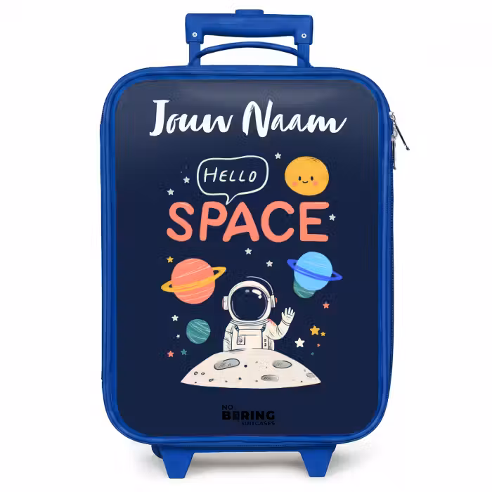 Kinderkoffer met naam - Blauw - Astronaut - Quote - Planeten - Sterren