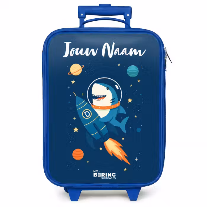 Kinderkoffer met naam - Blauw - Dier - Ruimte - Planeet - Raket
