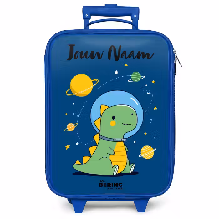 Kinderkoffer met naam - Blauw - Dino - Planeet - Ster - Blauw