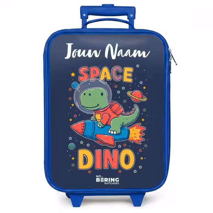 Kinderkoffer met naam - Blauw - Dinosaurus - Groen - Raket - Sterrenhemel