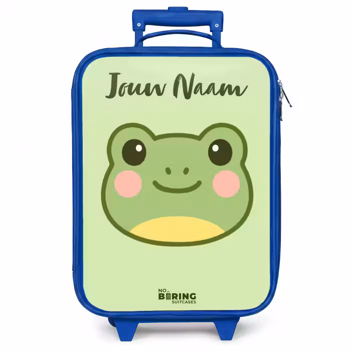 Kinderkoffer met naam - Blauw - Kawai - Kikker - Groen