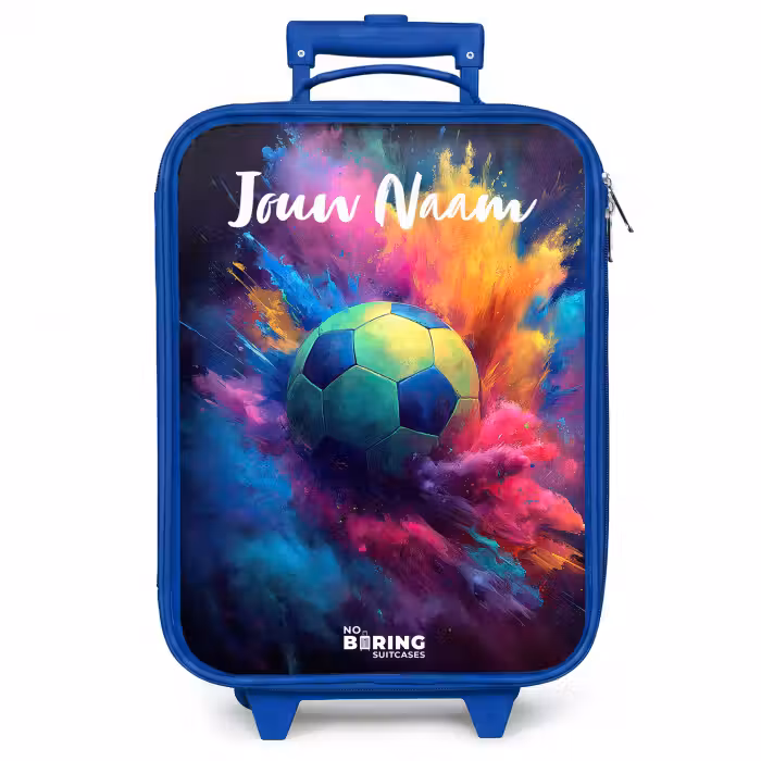 Kinderkoffer met naam - Blauw - Neon - Bal - Kleurrijk