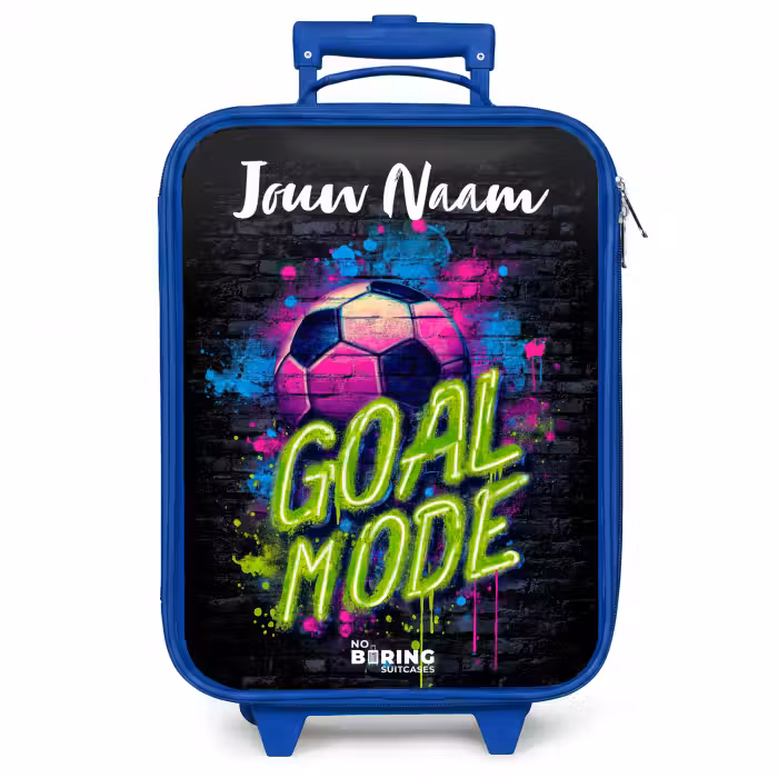 Kinderkoffer met naam - Blauw - Neon - Graffiti - Voetbal - Kleurrijk