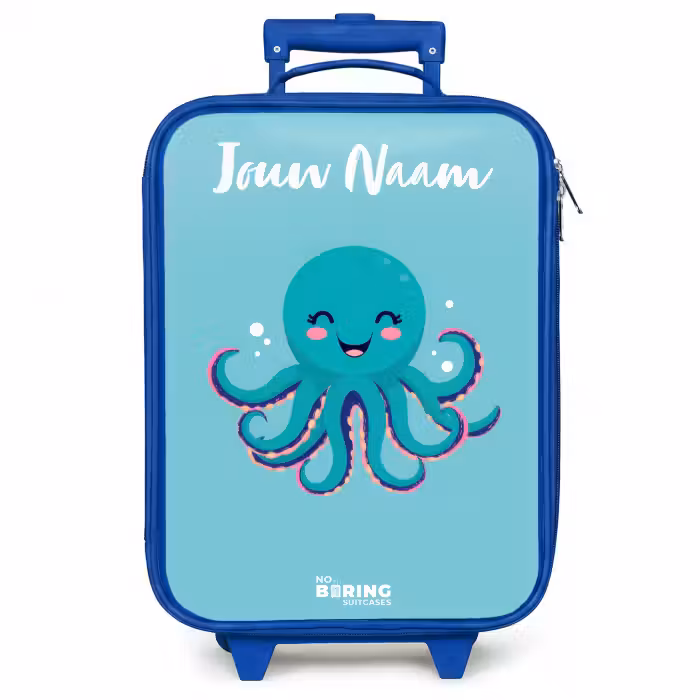 Kinderkoffer met naam - Blauw - Octopus - Water - Blauw
