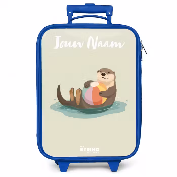 Kinderkoffer met naam - Blauw - Otter - Strandbal - Water