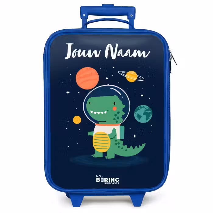 Kinderkoffer met naam - Blauw - Ruimte - Dino - Planeten - Sterren