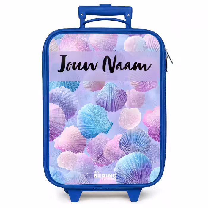 Kinderkoffer met naam - Blauw - Schelpen - Paars - Blauw - Patroon