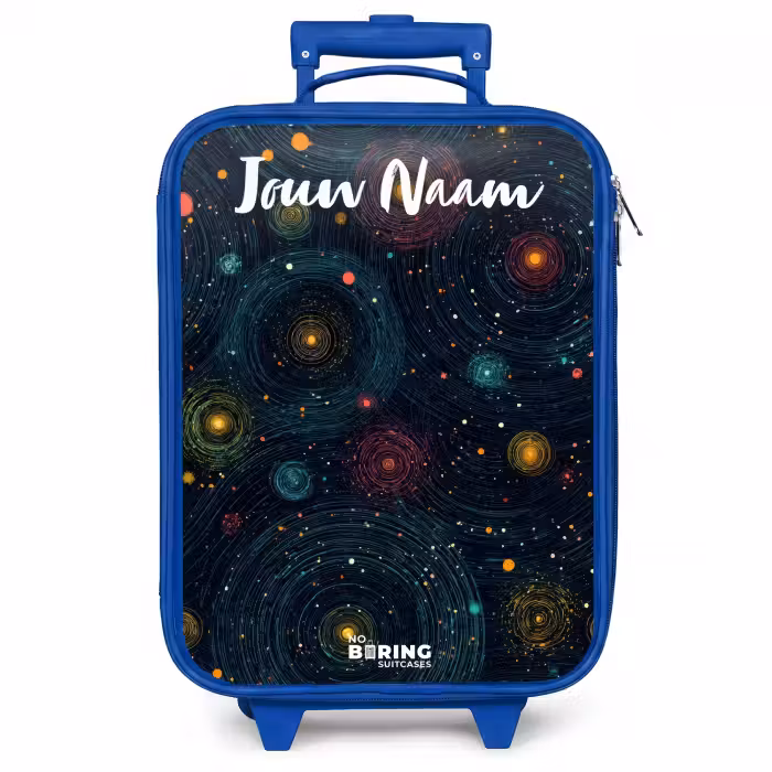 Kinderkoffer met naam - Blauw - Sterren - Planeten - Kleurrijk