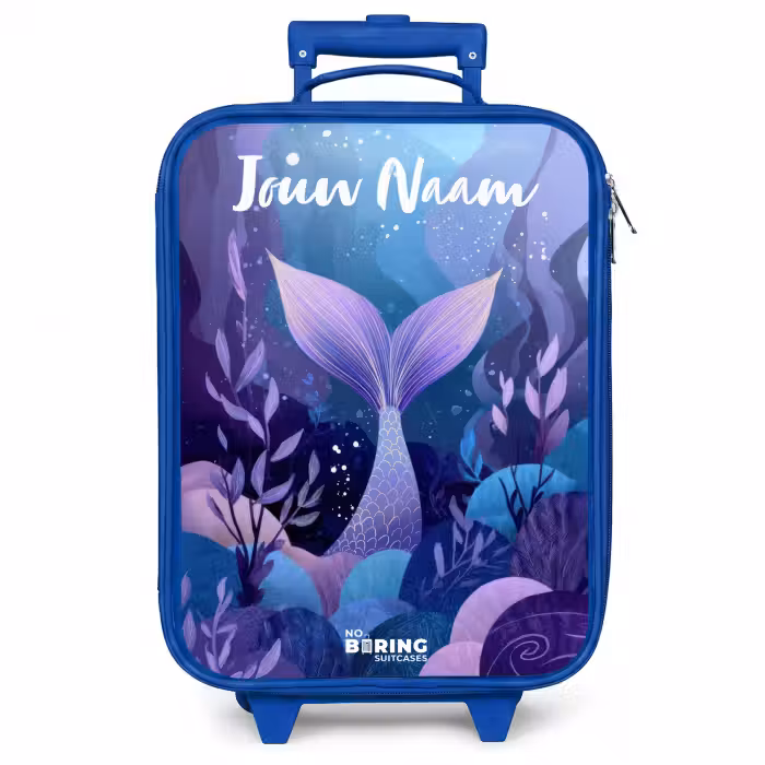 Kinderkoffer met naam - Blauw - Zeemeermin - Onderwater - Paars - Blauw