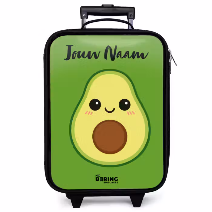 Kinderkoffer met naam - Zwart - Kawai - Avocado - Groen