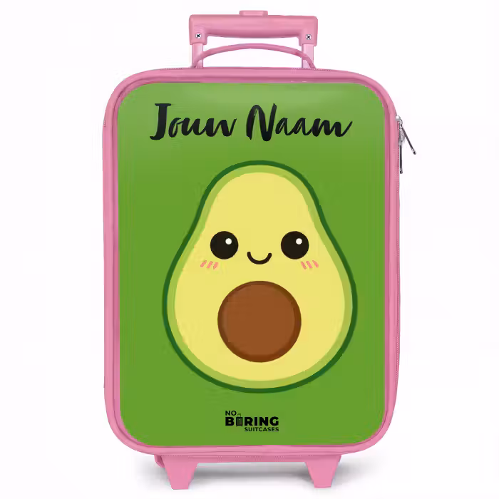 Kinderkoffer met naam - Roze - Kawai - Avocado - Groen