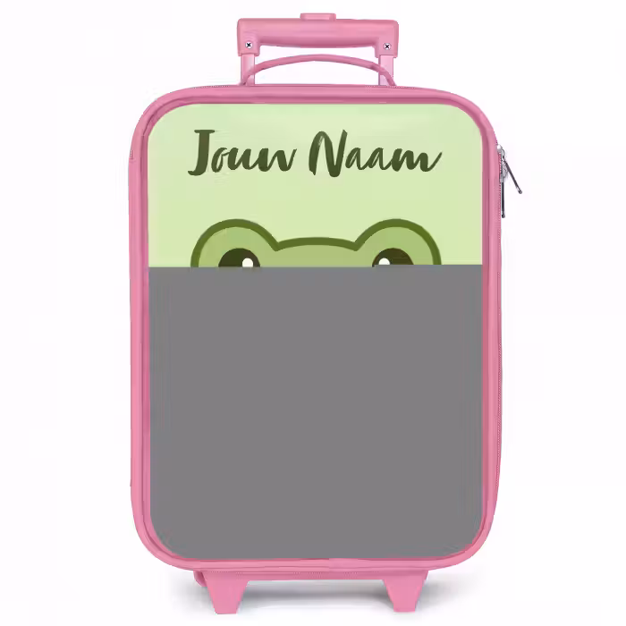 Kinderkoffer met naam - Roze - Kawai - Kikker - Groen