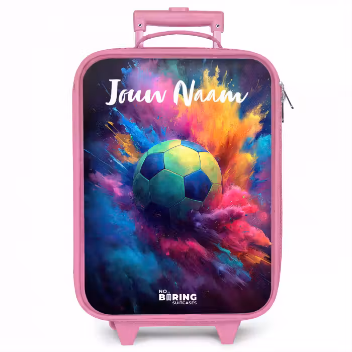 Kinderkoffer met naam - Roze - Neon - Bal - Kleurrijk