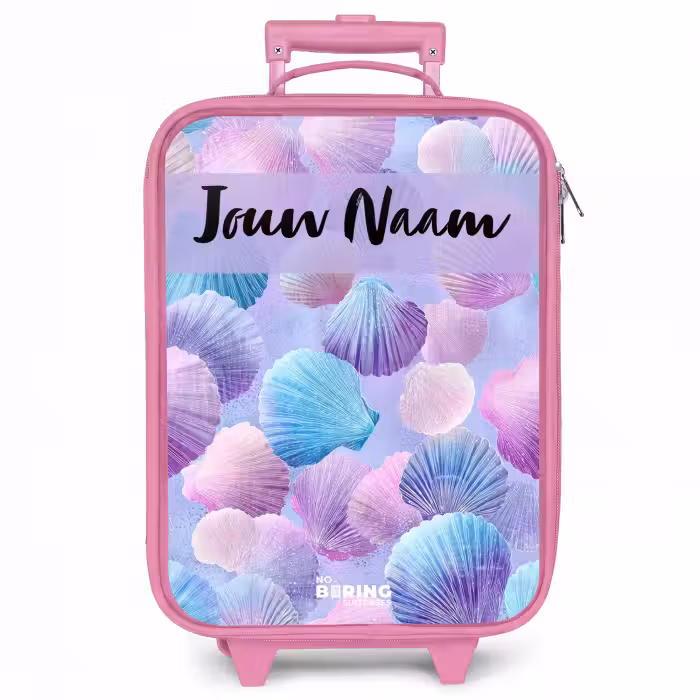 Kinderkoffer met naam - Roze - Schelpen - Paars - Blauw - Patroon