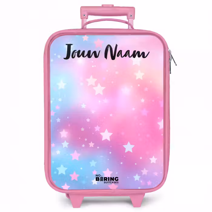 Kinderkoffer met naam - Roze - Sterren - Roze - Blauw