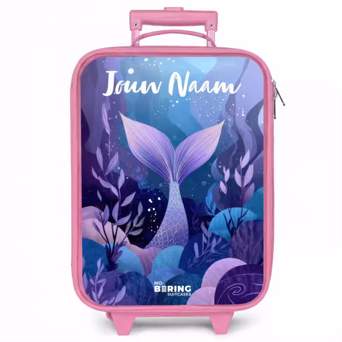 Kinderkoffer met naam - Roze - Zeemeermin - Onderwater - Paars - Blauw