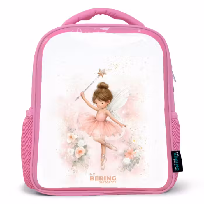 Kinderrugzak met naam - Roze - Ballerina fee in roze