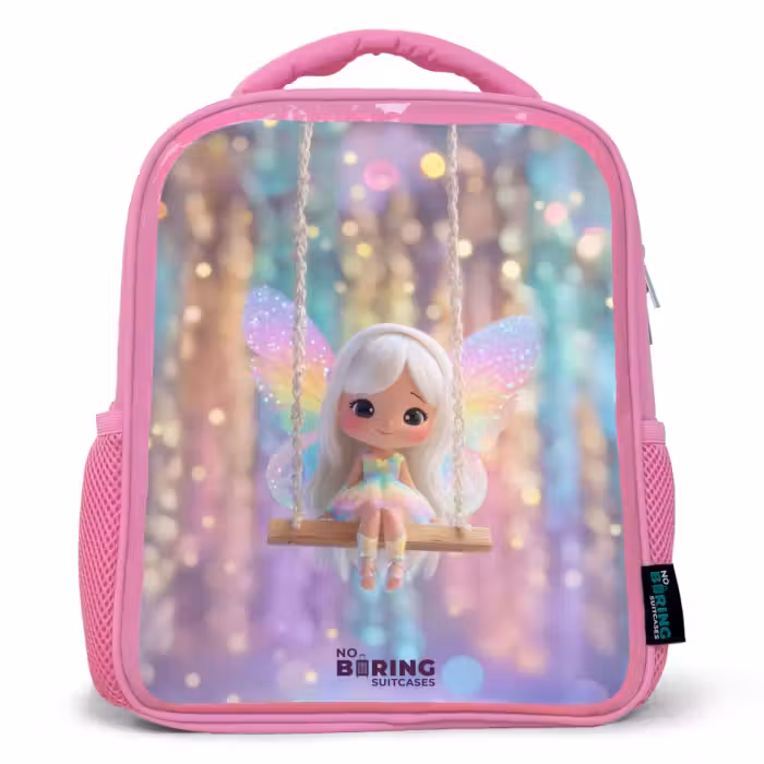 Kinderrugzak met naam - Roze - Fee - Elf - Regenboog