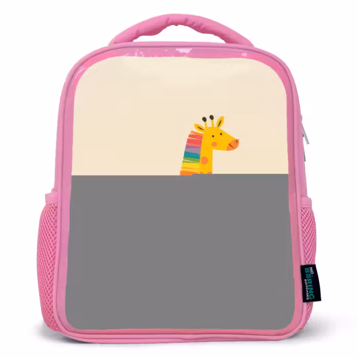 Kinderrugzak met naam - Roze - Giraffe - Dier - Kleurrijk