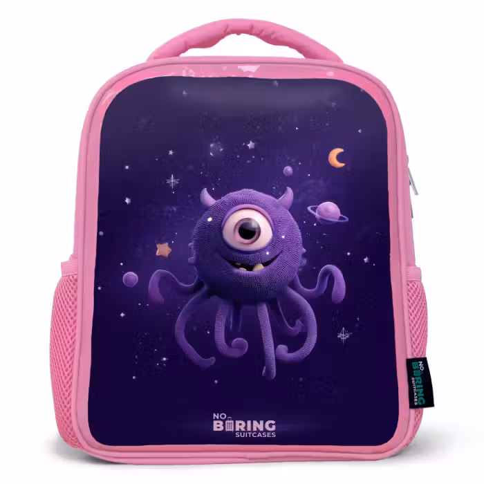 Kinderrugzak met naam - Roze - Kosmisch tentakelmonster
