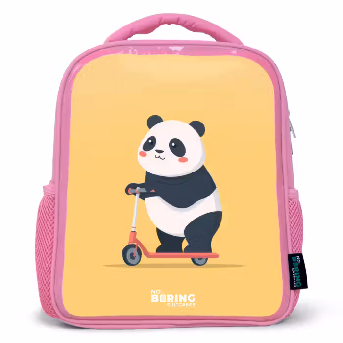 Kinderrugzak met naam - Roze - Panda - Step - Geel