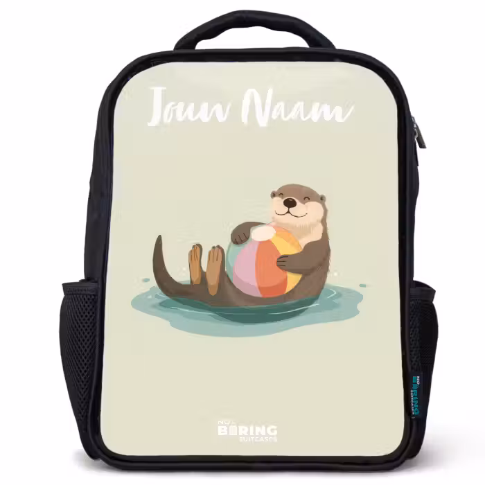 Kinderrugzak met naam - Zwart - Otter - Strandbal - Water