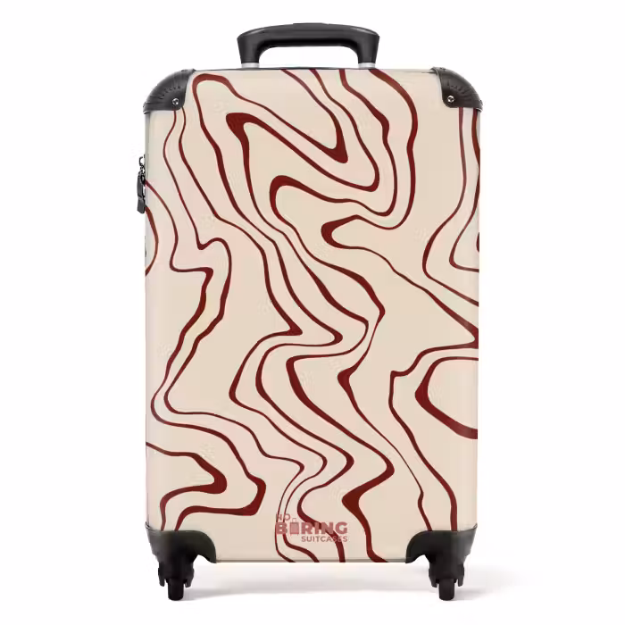Koffer - Beige achtergrond met abstracte rode lijnen